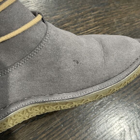 Po-Zu Zu Boots Size EU 38 US 7.5 Suede Sheepskin Slipper Gray Lace Up NWOB - Picture 5 of 10